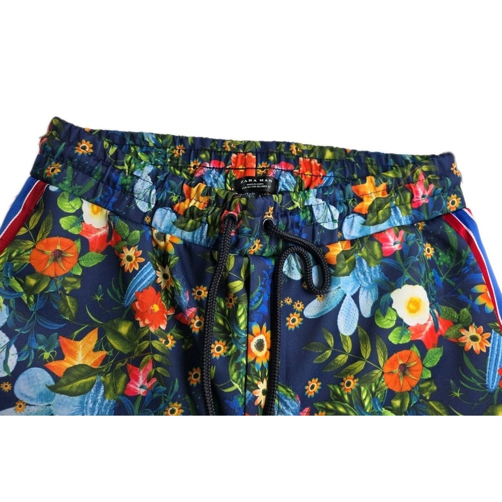 Rare Zara Floral Men's Joggers XL DRAWSTRINGS, ELASTIC WAIST COLORFUL